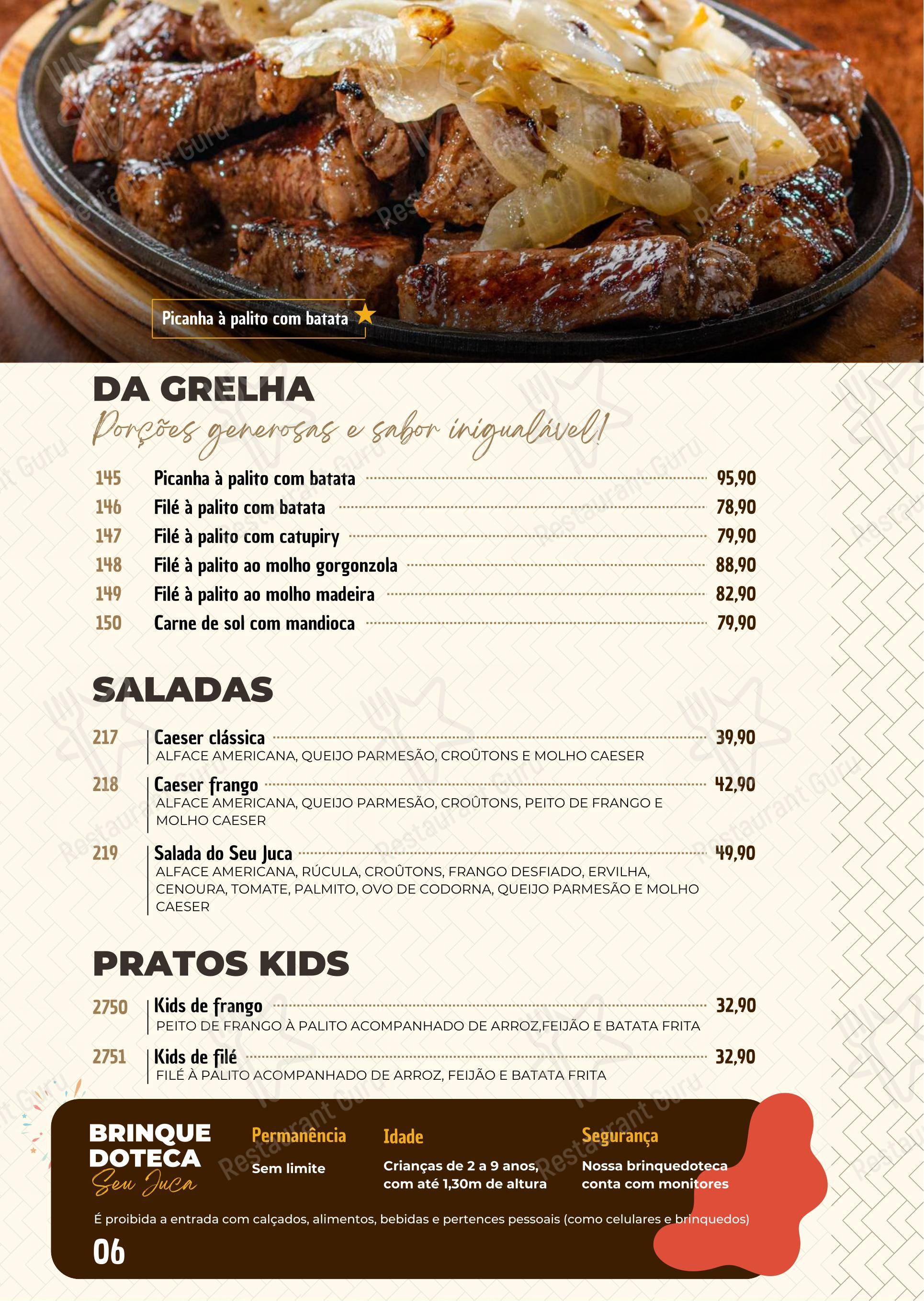 Menu bar para Seu Juca em Brasília