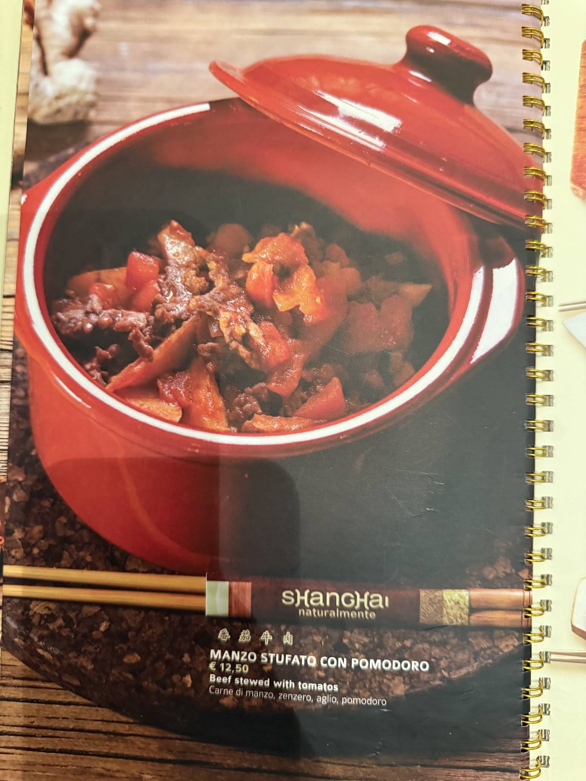Menu di Shanghai Naturalmente 