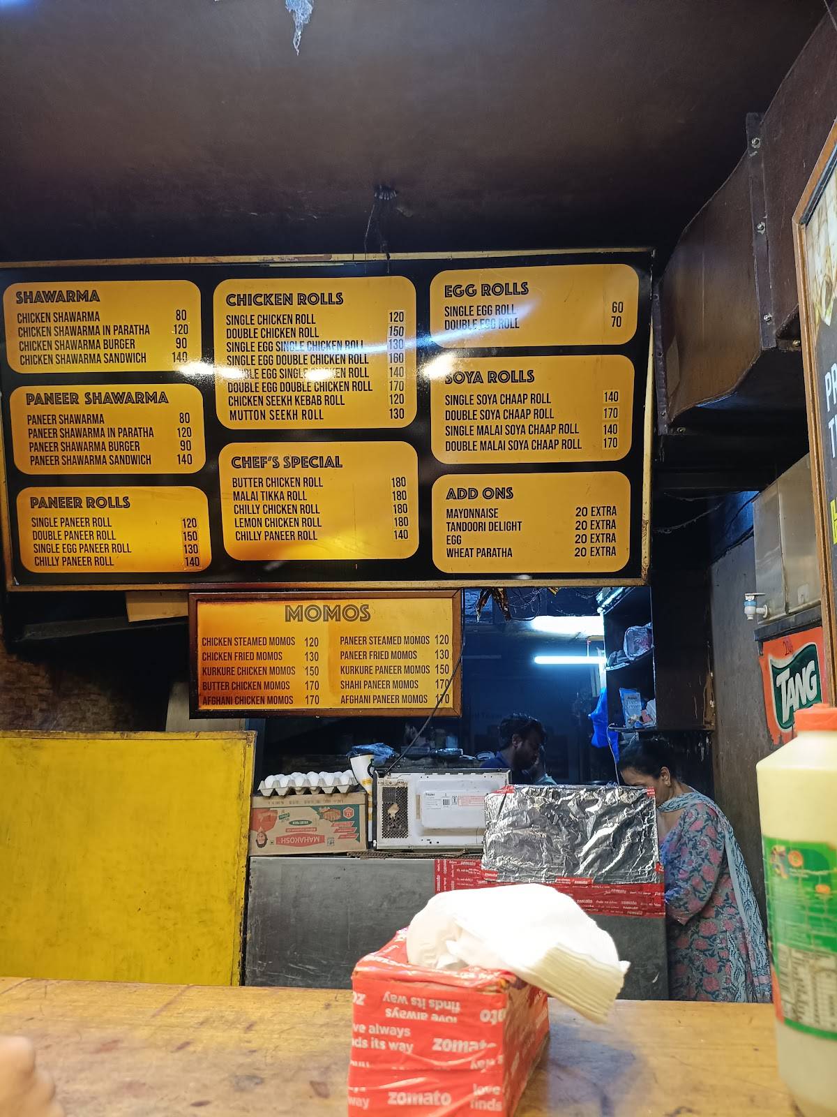 Shawarma King's menu