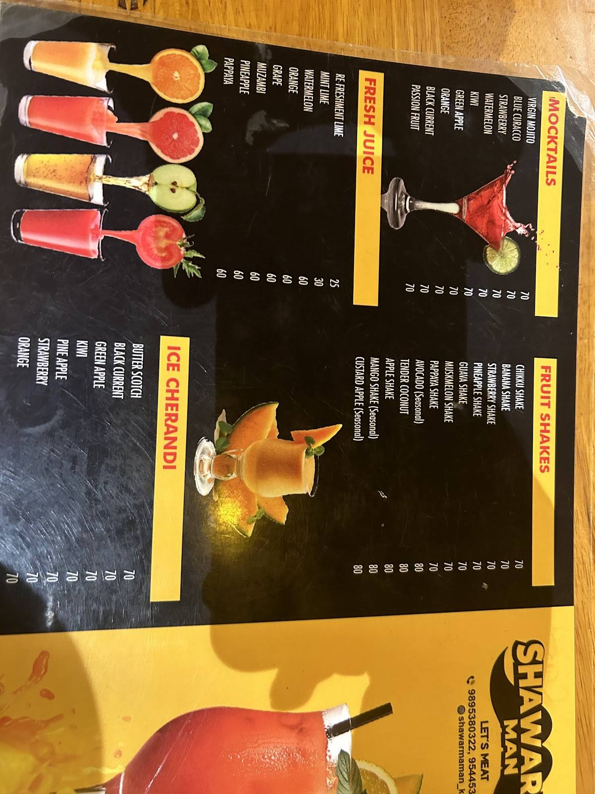 Shawarma man menu
