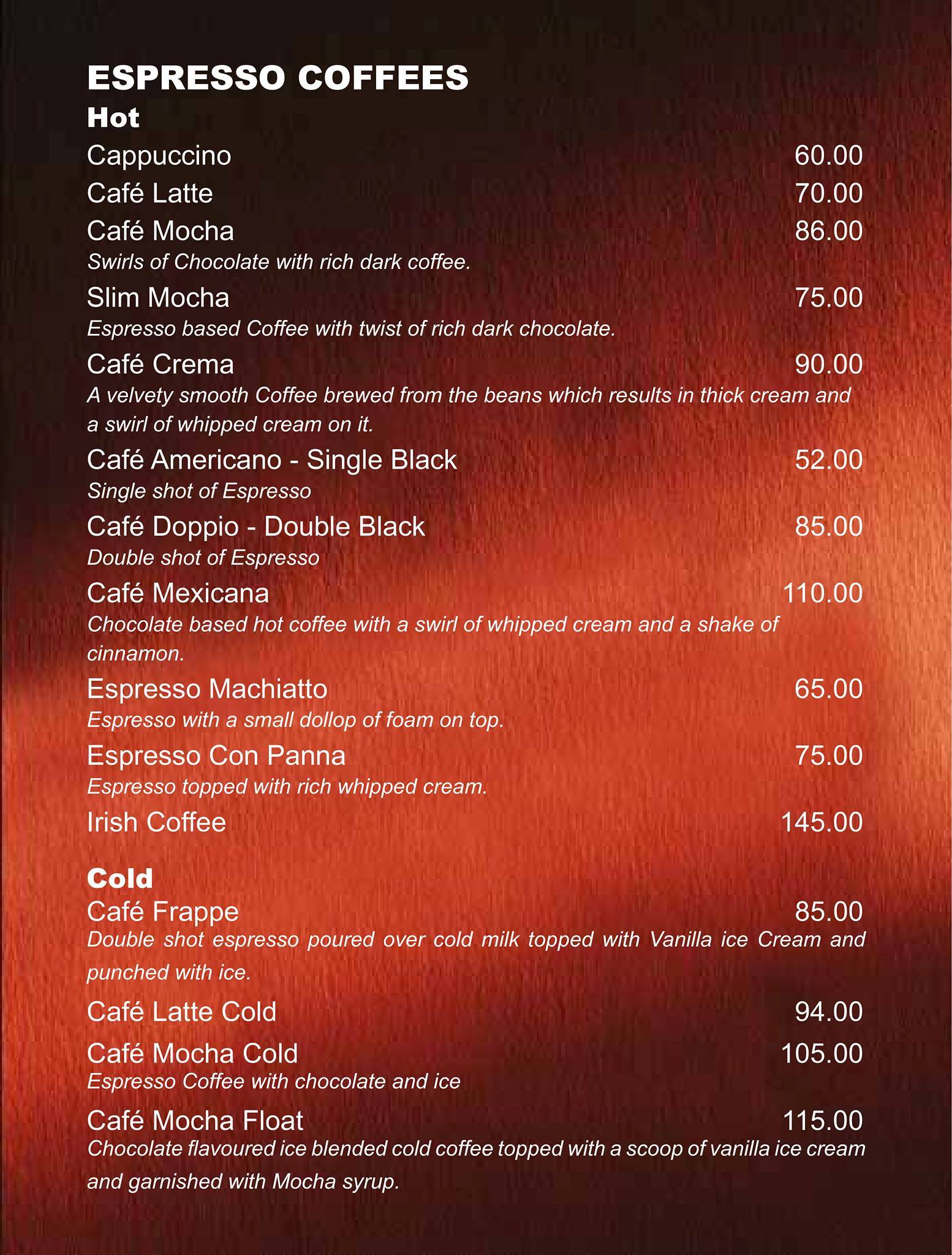 Plan B Cafe menu