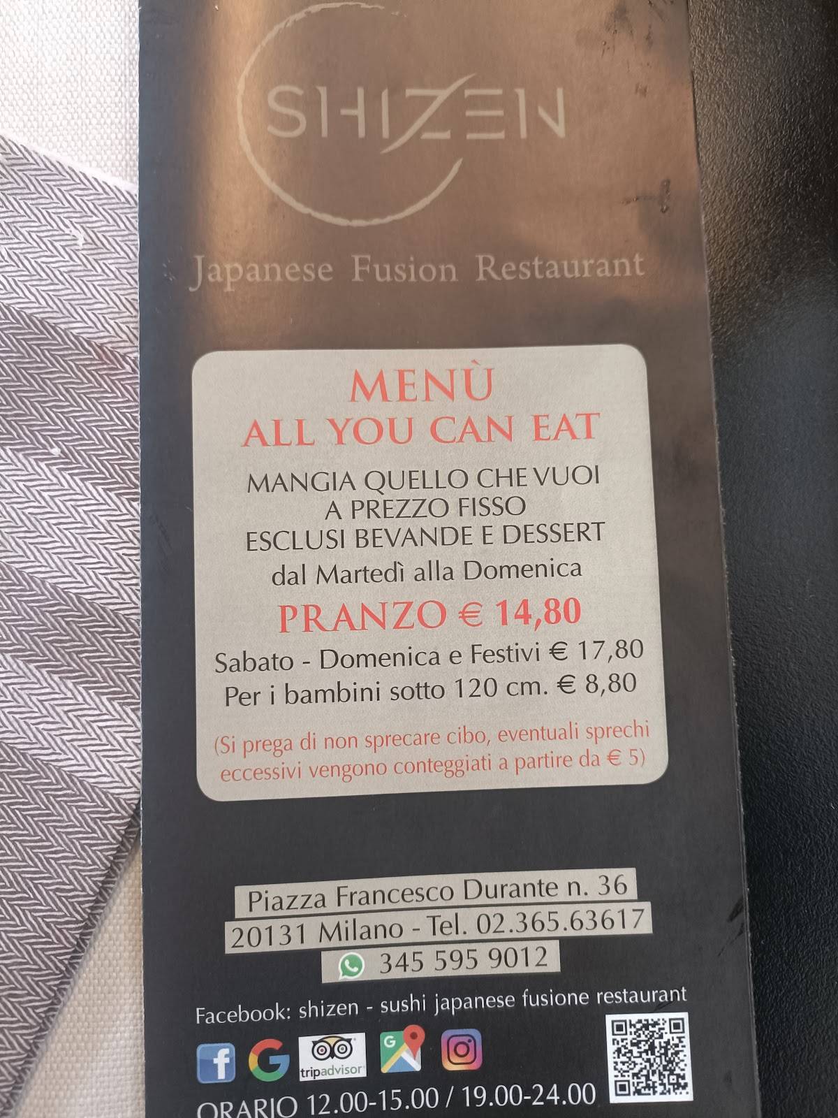 Menu di Shizen Milano 