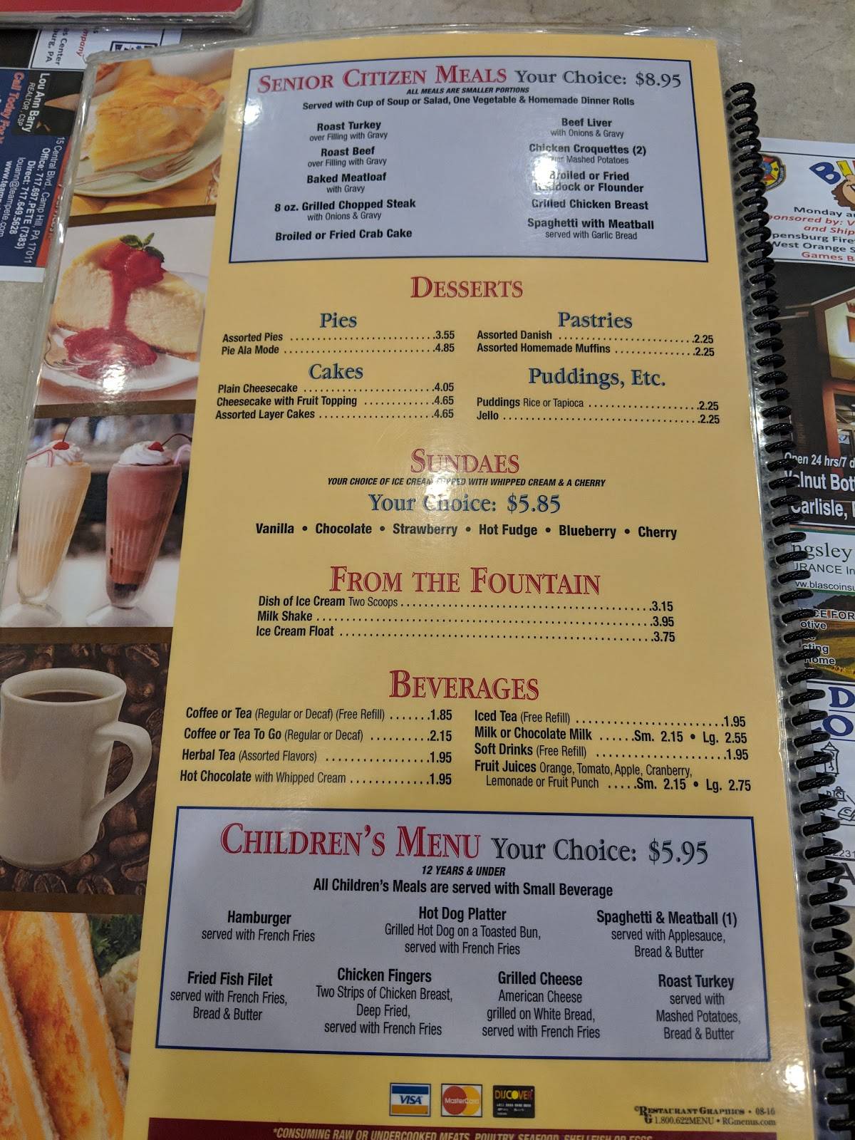 Menu at Silver Spring Diner restaurant, Mechanicsburg
