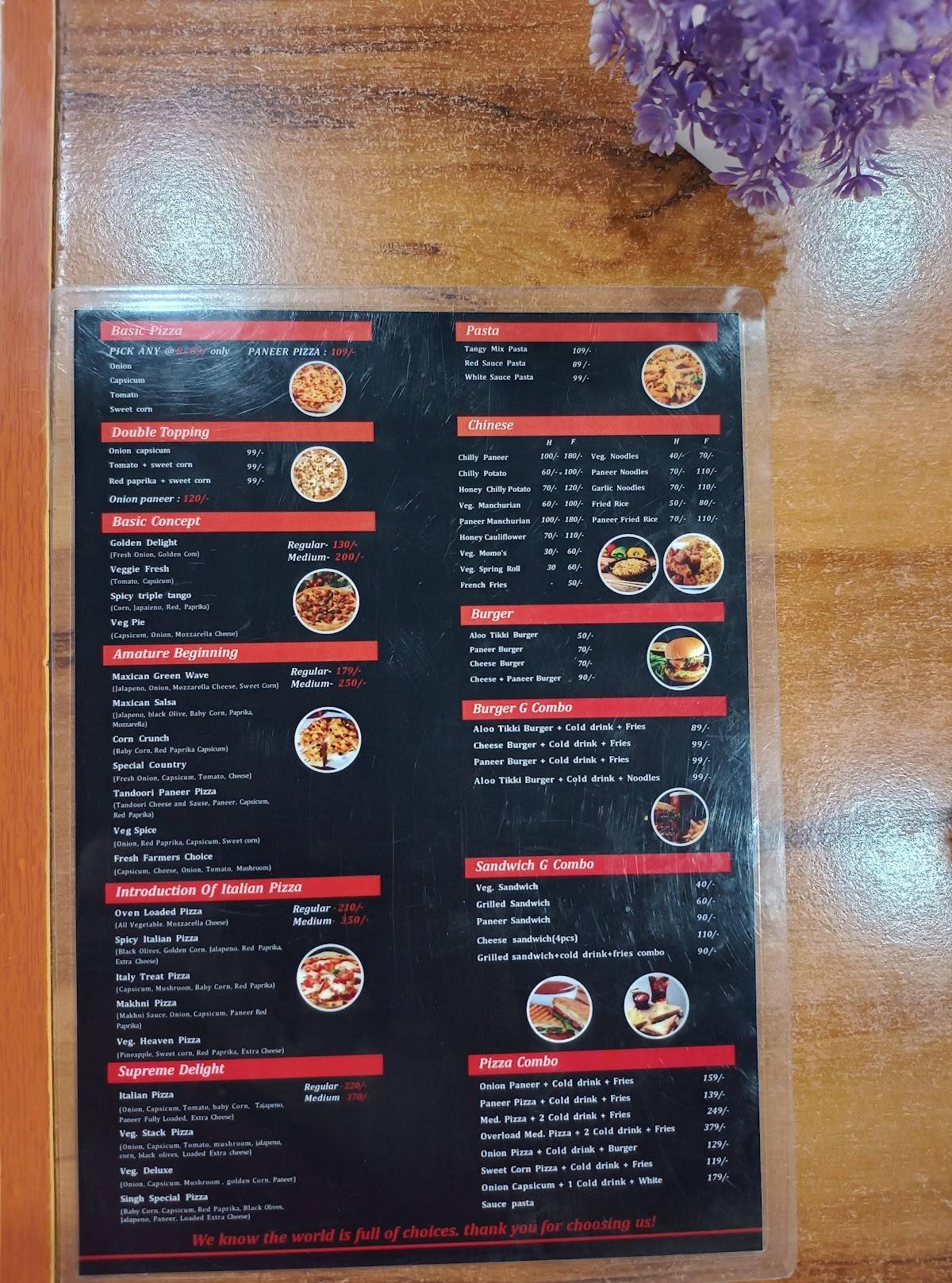 Singh Pizza menu