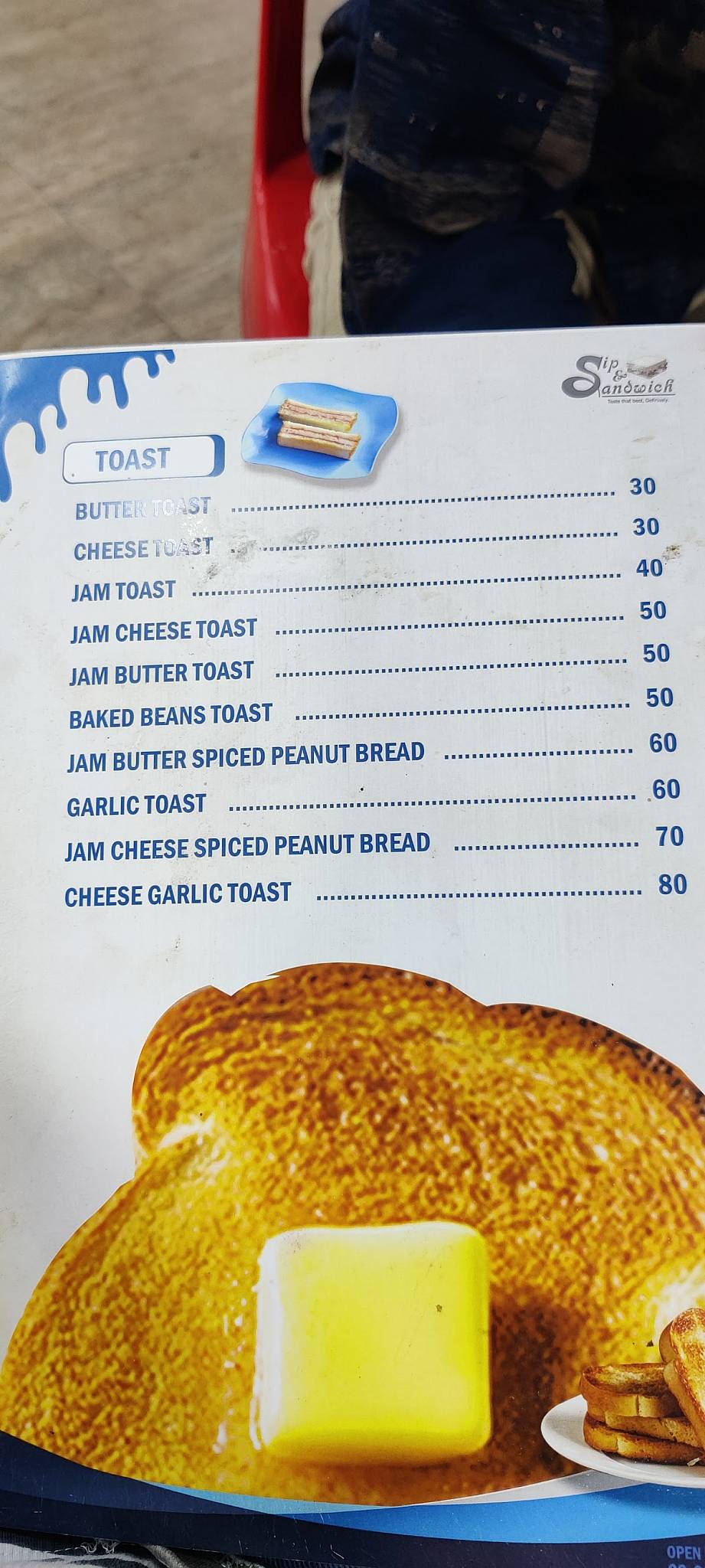 Sip and Sandwich menu