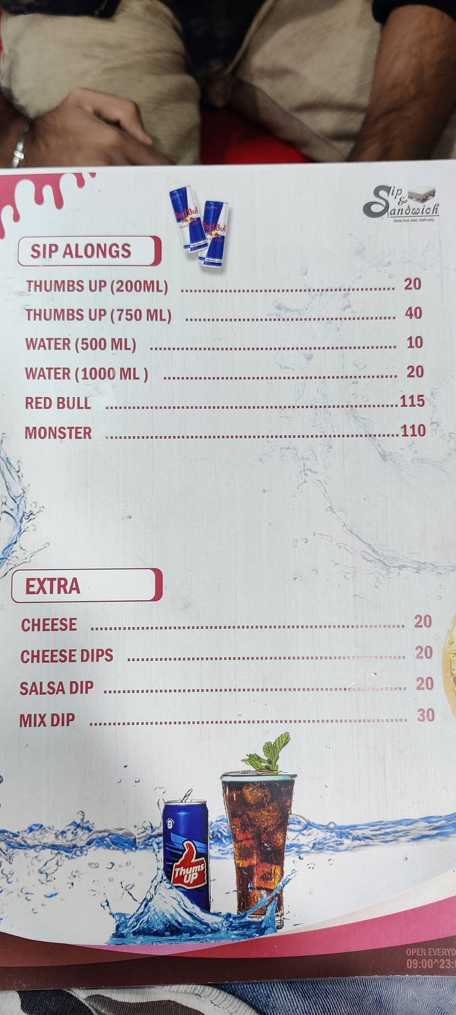 Sip and Sandwich menu