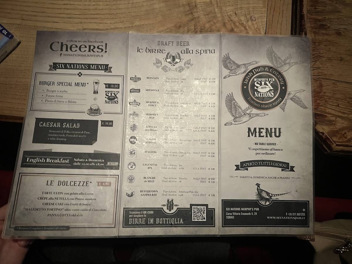 Menu di Six Nations Murphy's Pub 