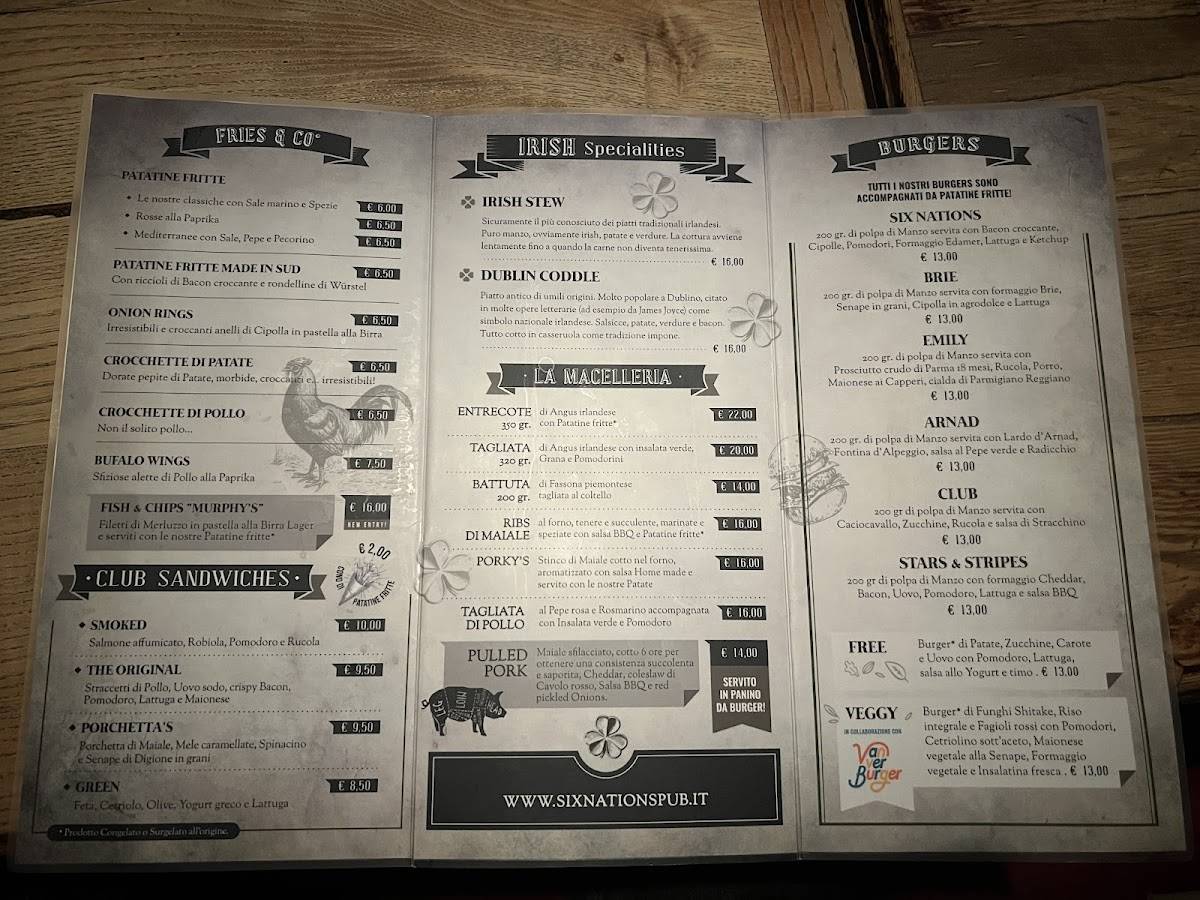 Menu di Six Nations Murphy's Pub 