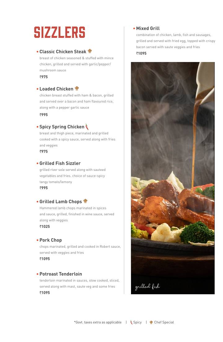Sizzling Shack menu