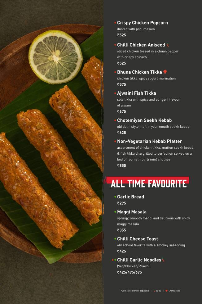Sizzling Shack menu