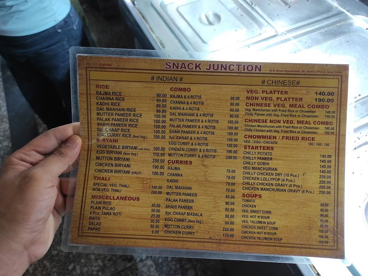 Snack Junction menu