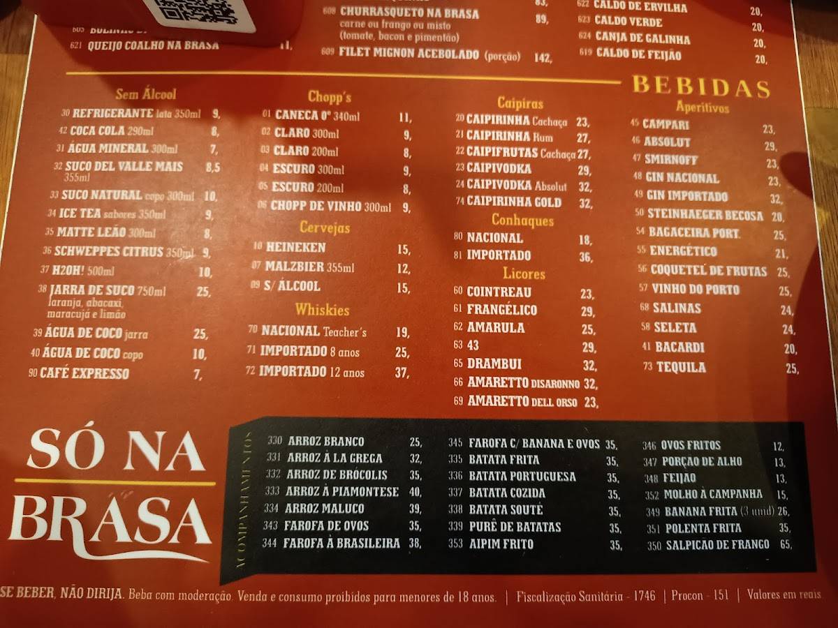 Só na Brasa cardápio