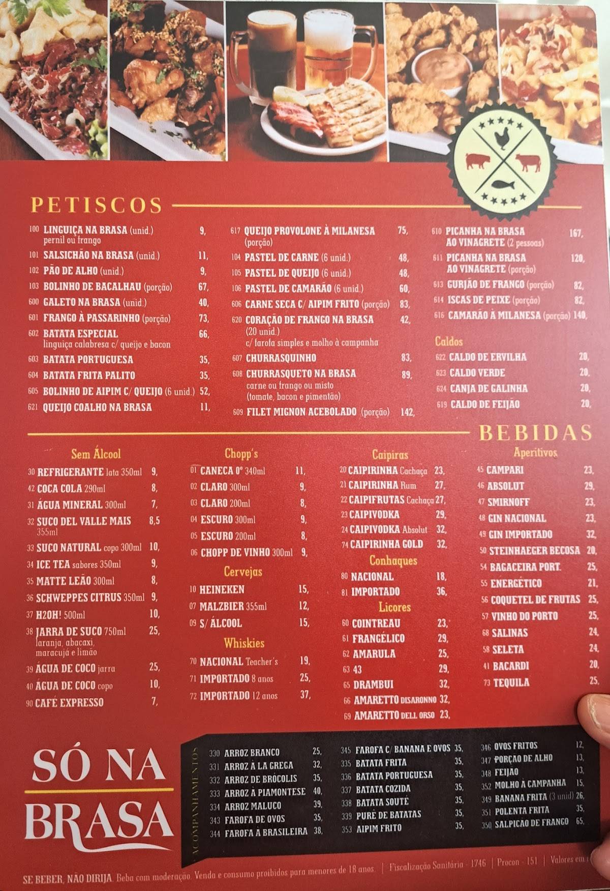 Só na Brasa cardápio