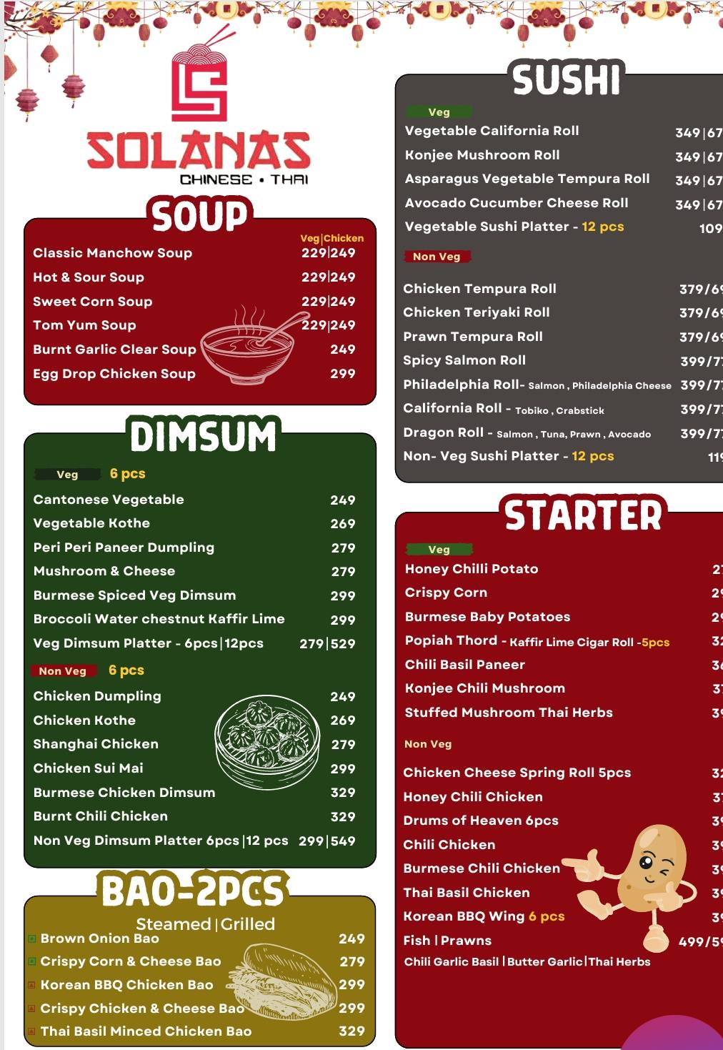 Solanas Chinese & Thai menu