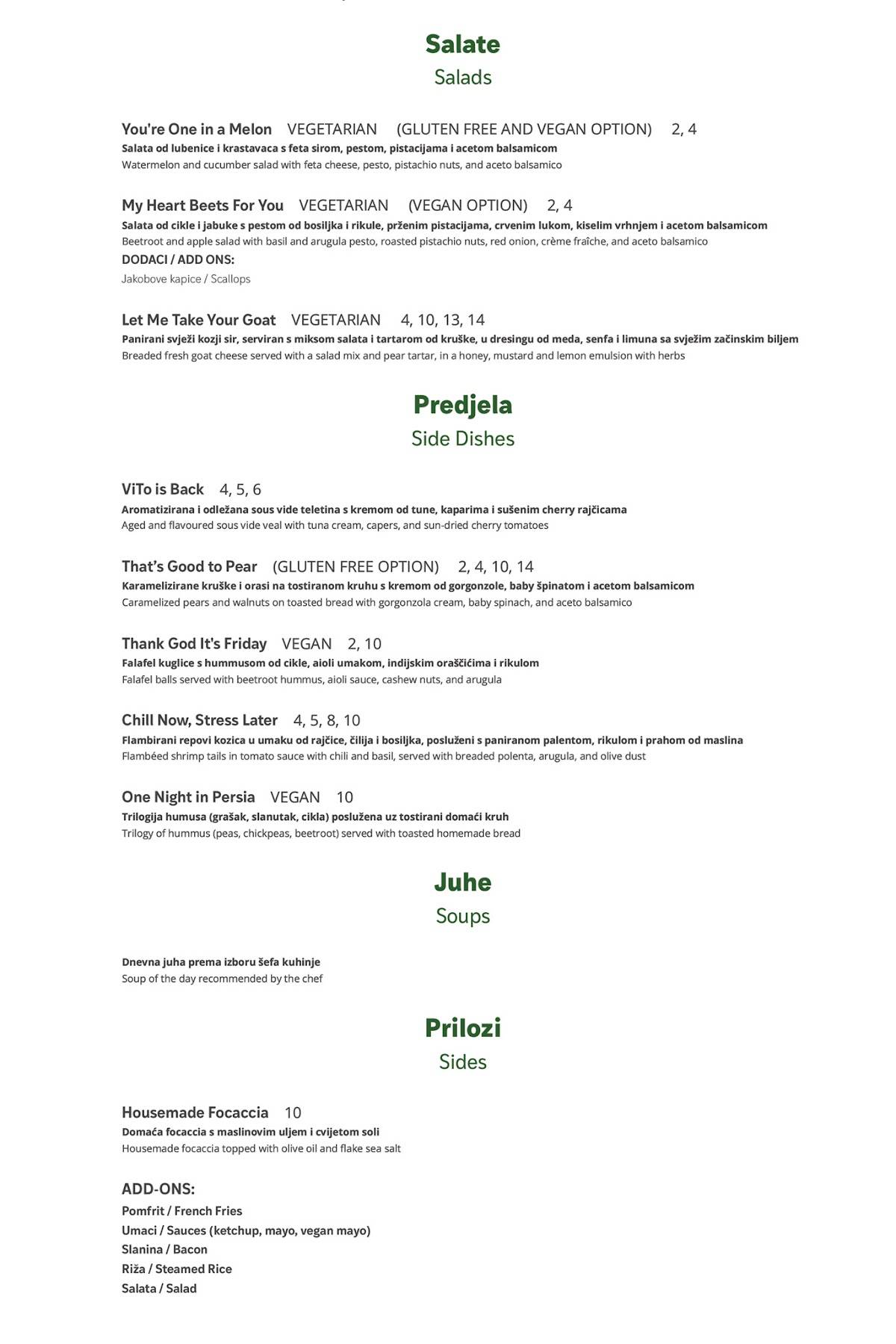 Menu di Soul Kitchen 