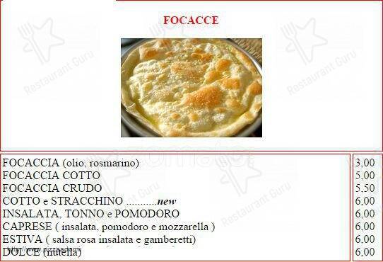 Menu di Spiano Pizza 