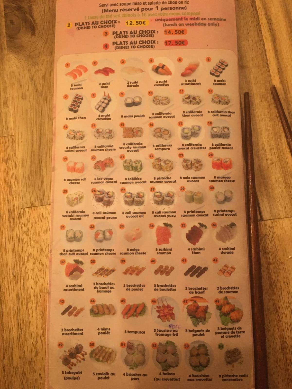 Menu de Spring Sushi