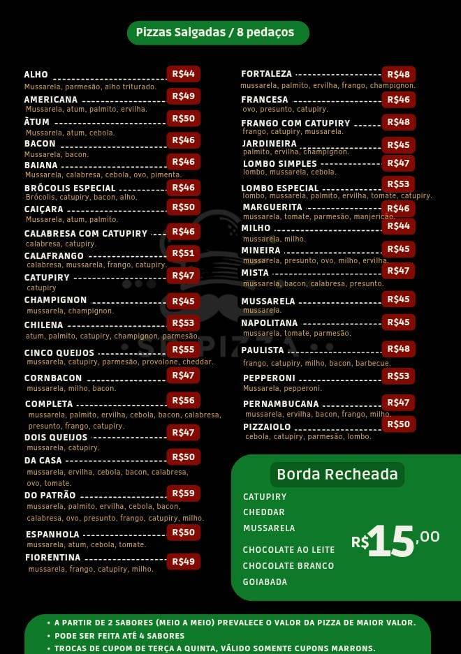 Sr Pizza cardápio