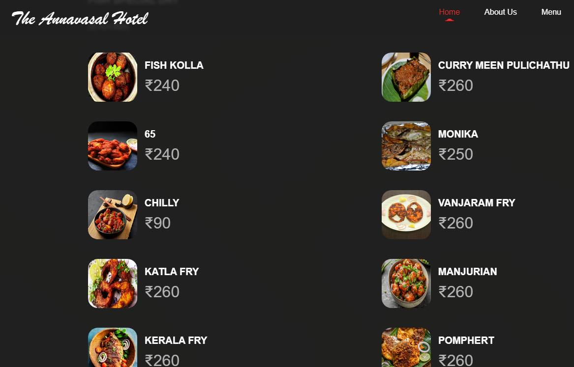 Sri Annavaasal menu