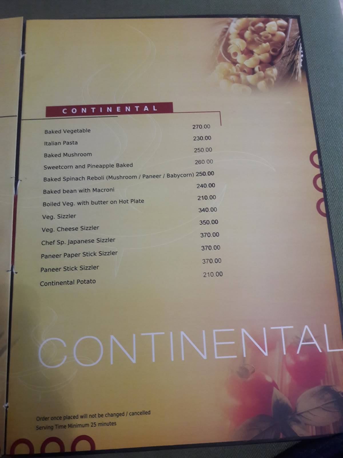 Status Restaurant menu
