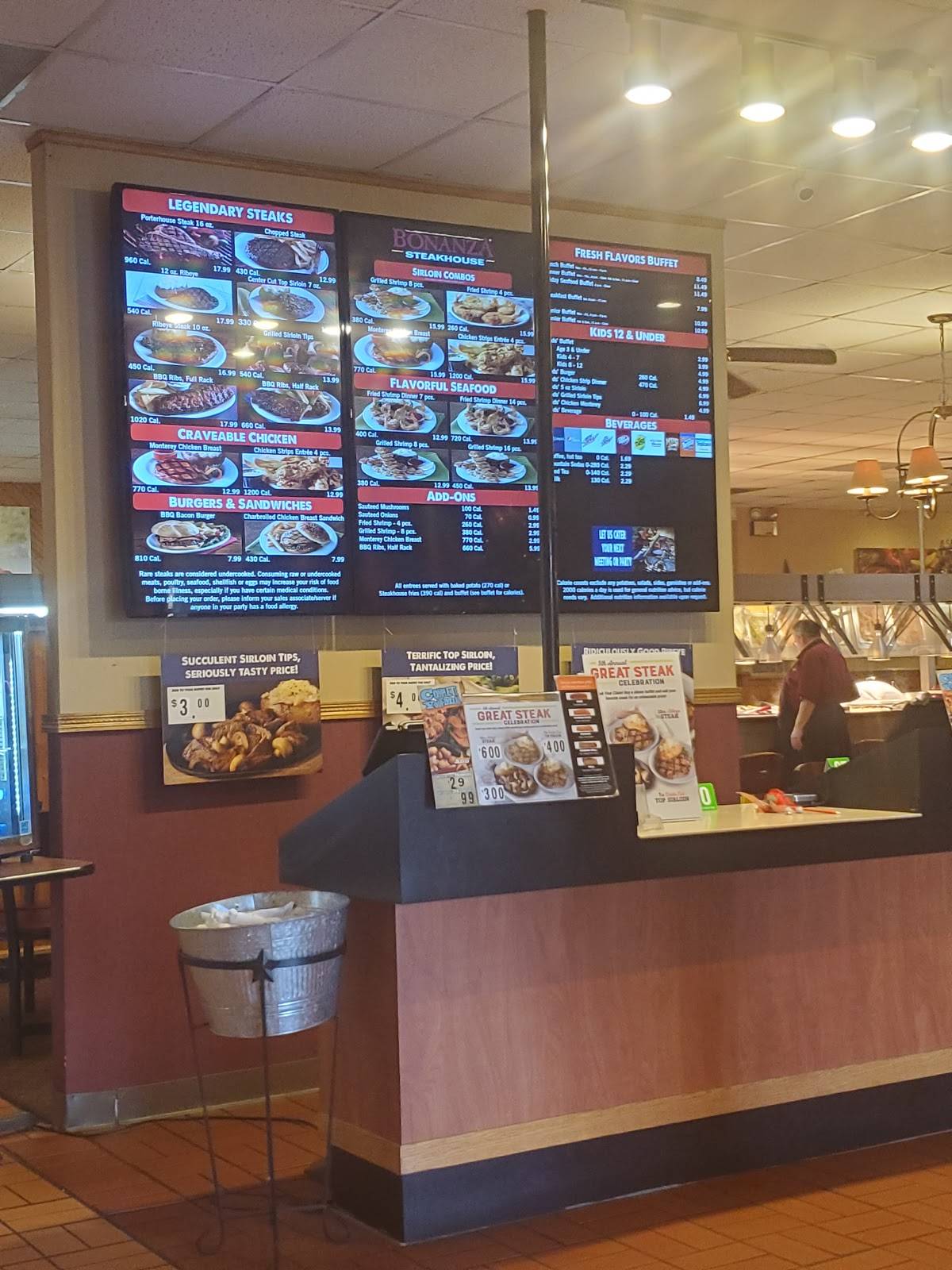 Menu at Bonanza steakhouse, Lebanon, Main St
