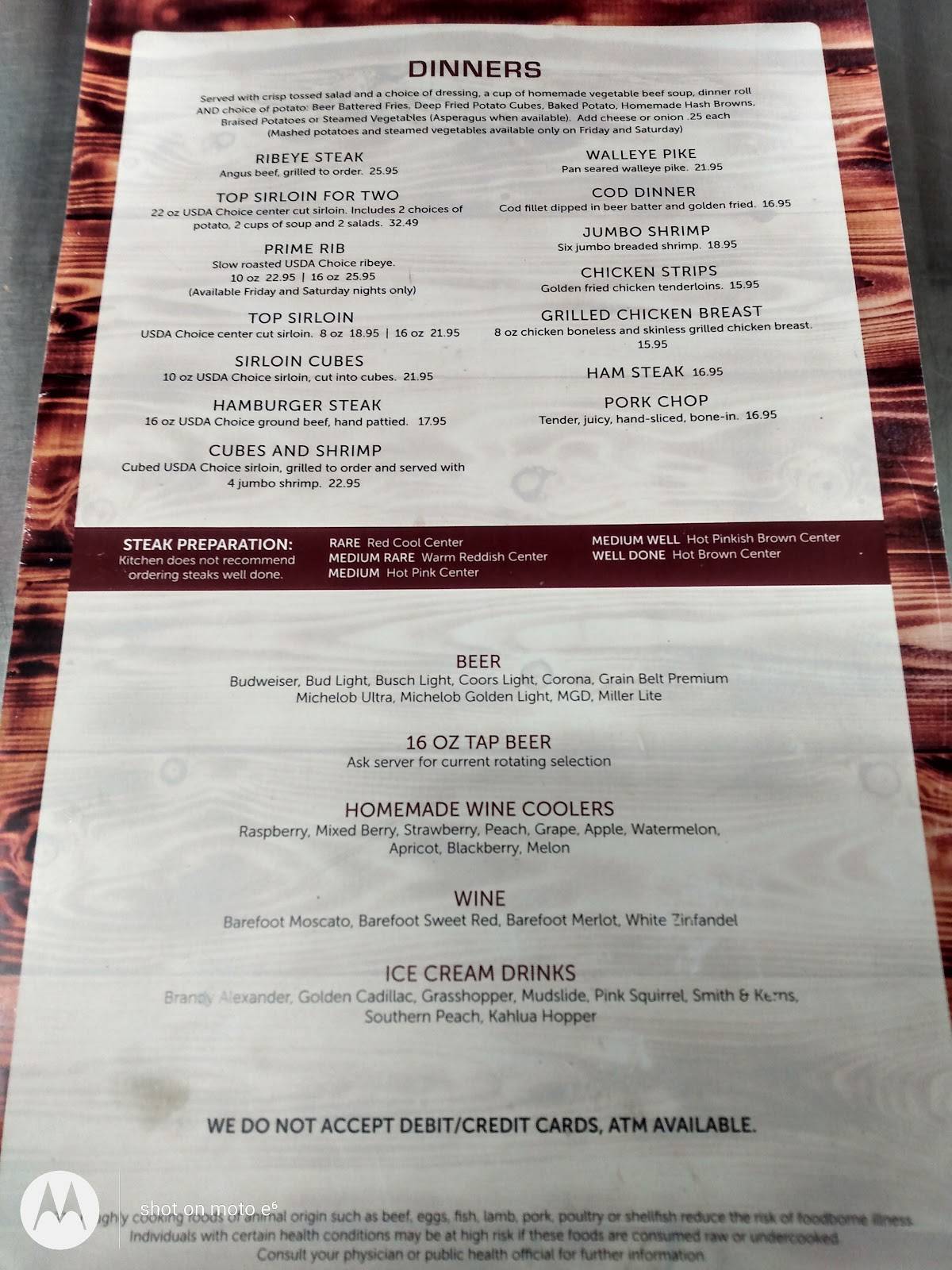 Menu at Doon Steak House steakhouse, Doon