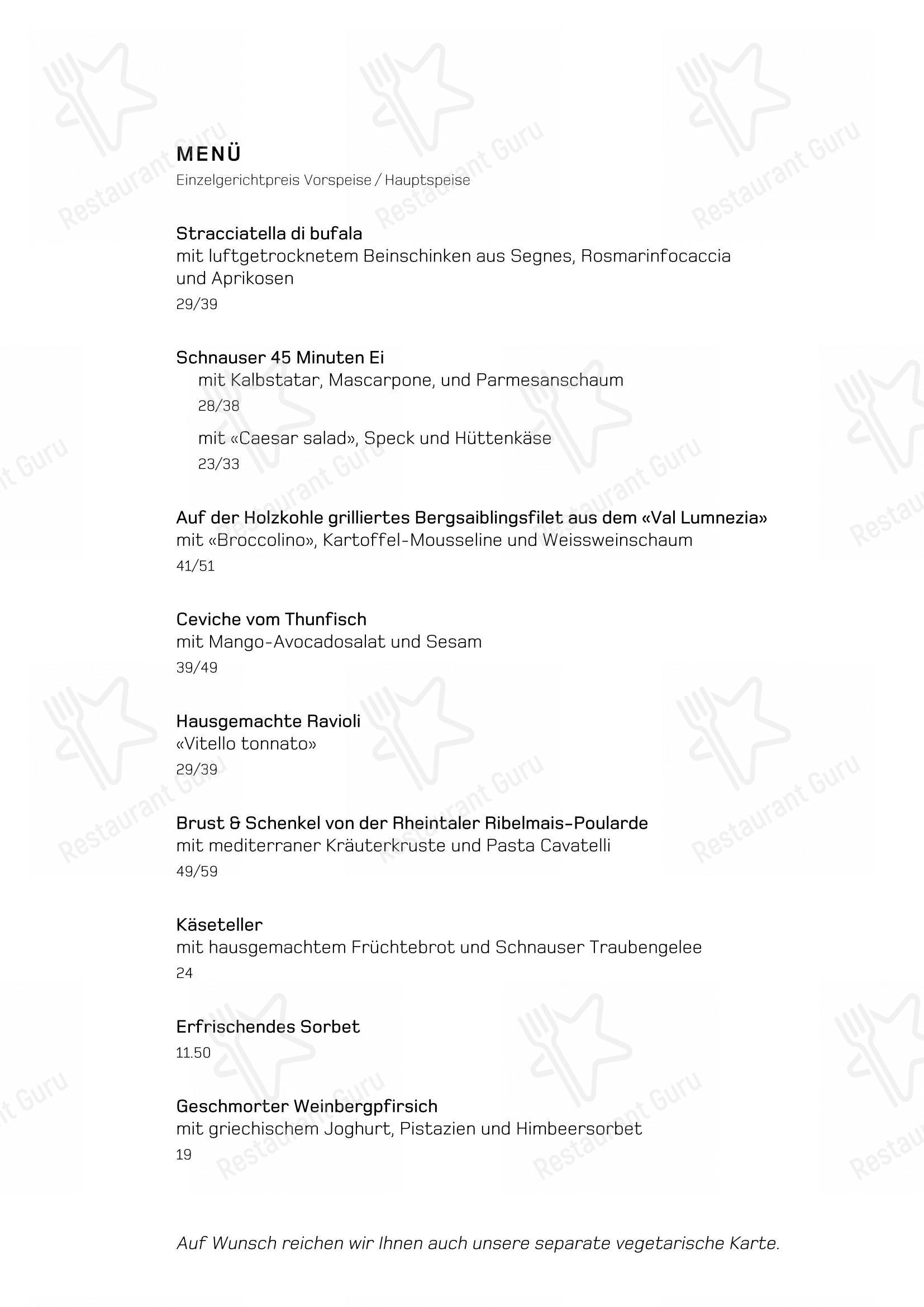 Stiva Veglia in Schnaus - Menu bar