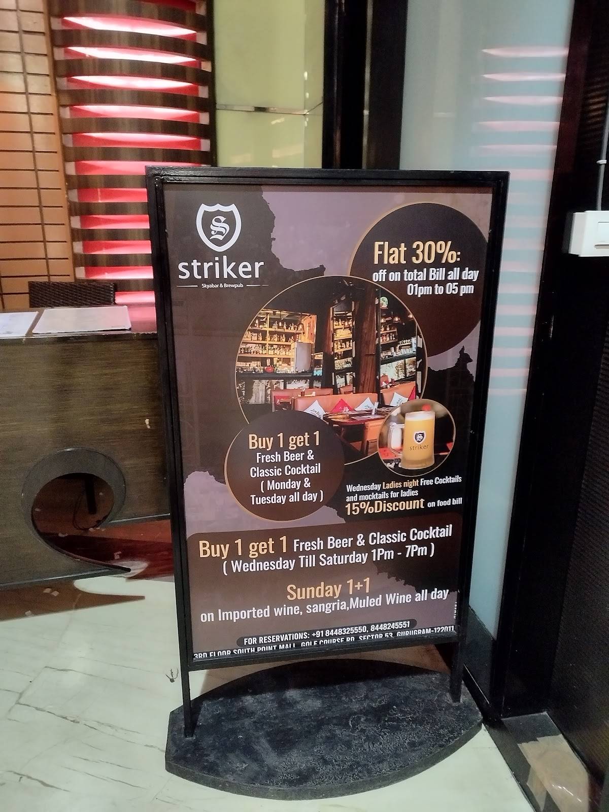 Striker Skybar And Brewpub menu