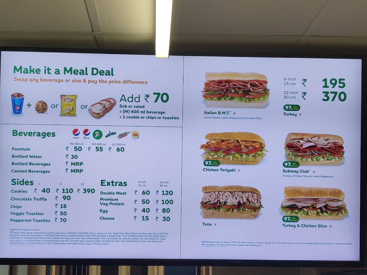 Subway menu