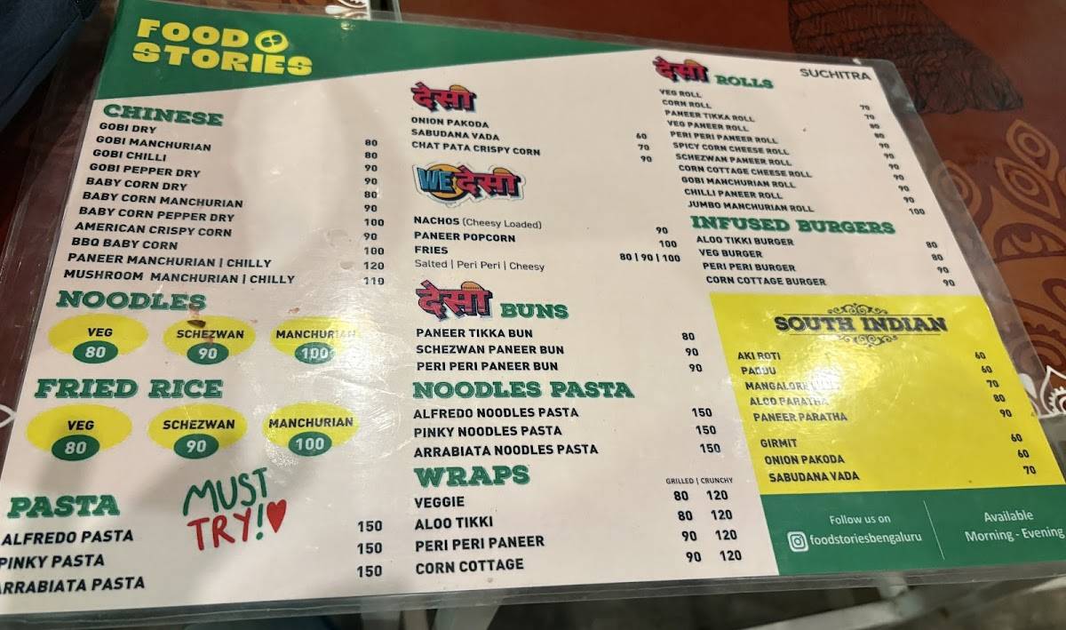 Suchitra Cafe menu
