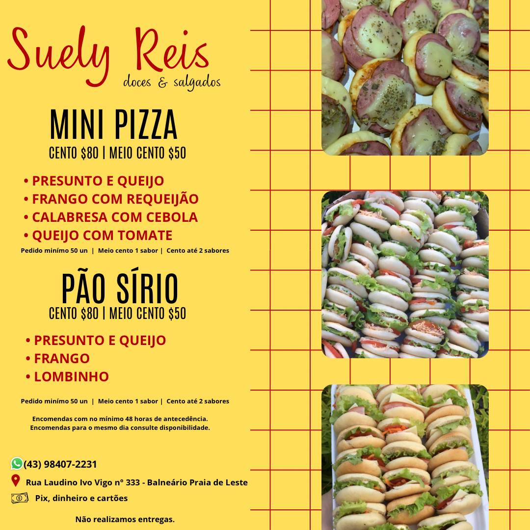 Suely Reis doces e salgados cardápio