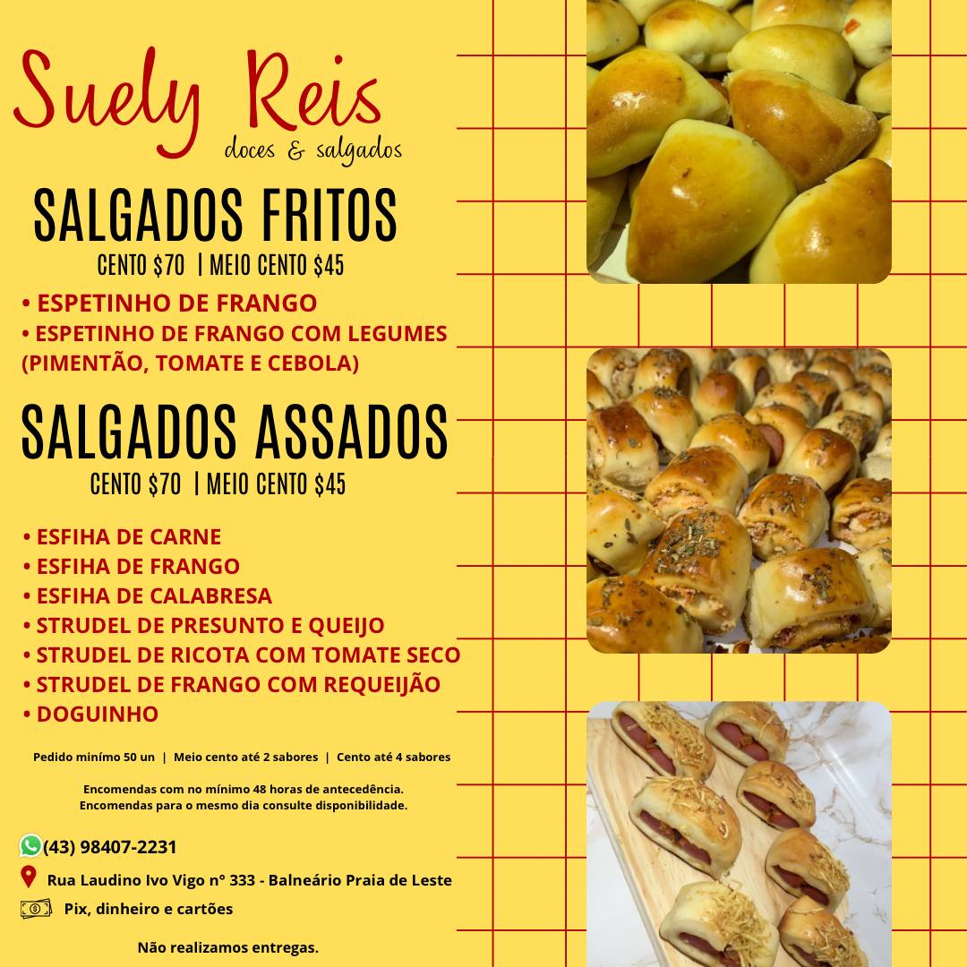 Suely Reis doces e salgados cardápio