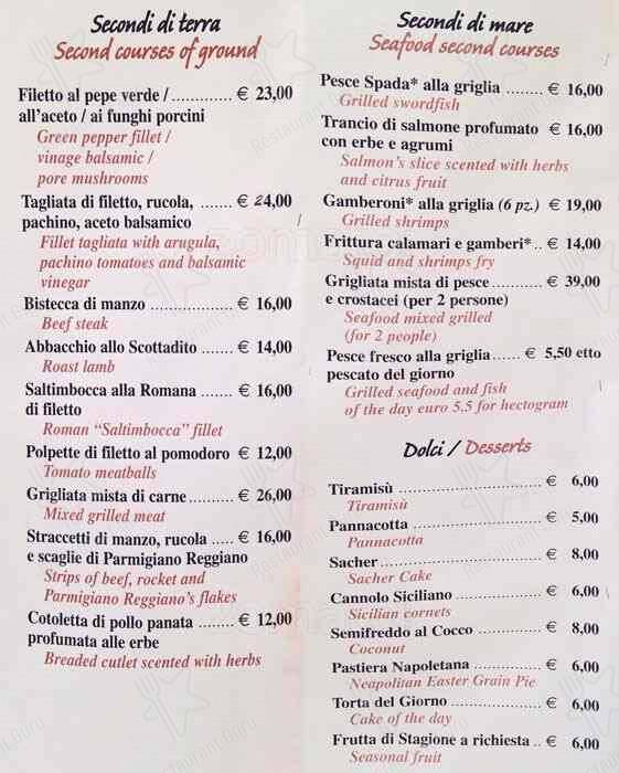 Menu di Sugo d'Oro 