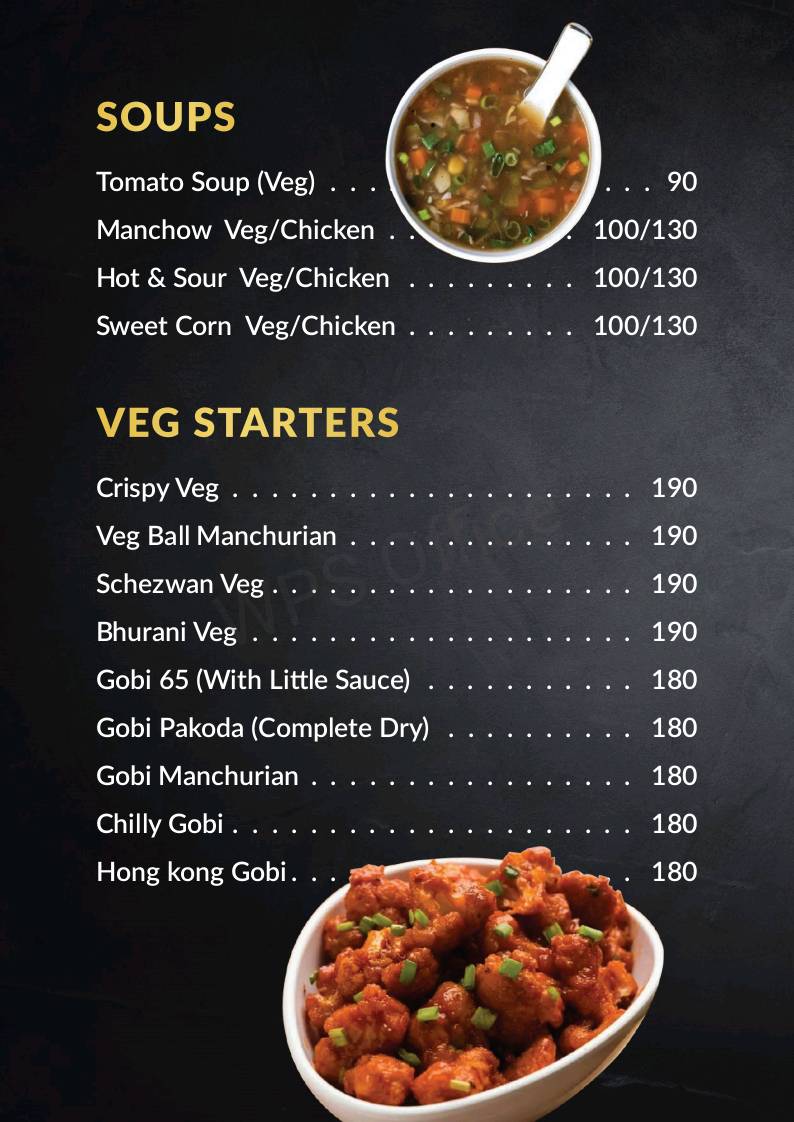 Chandoos Restaurant & Bakery menu