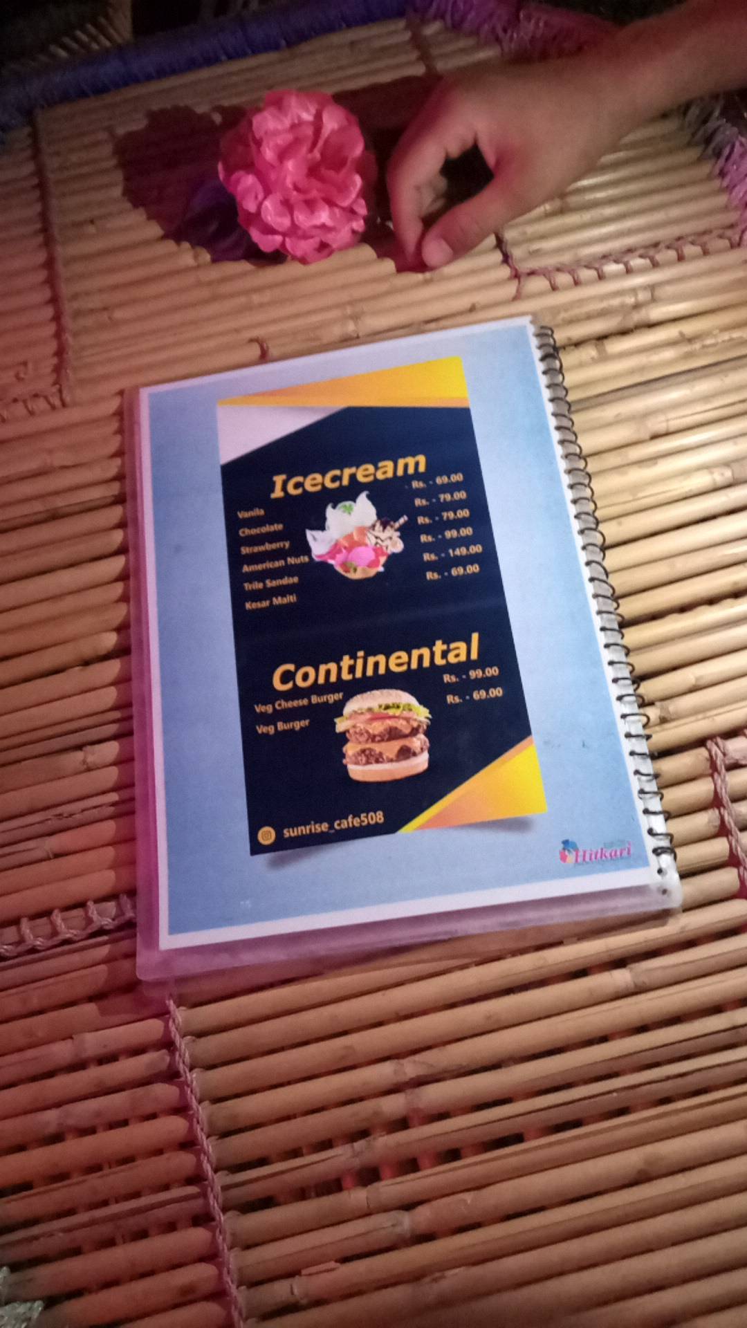 Sunrise cafe menu