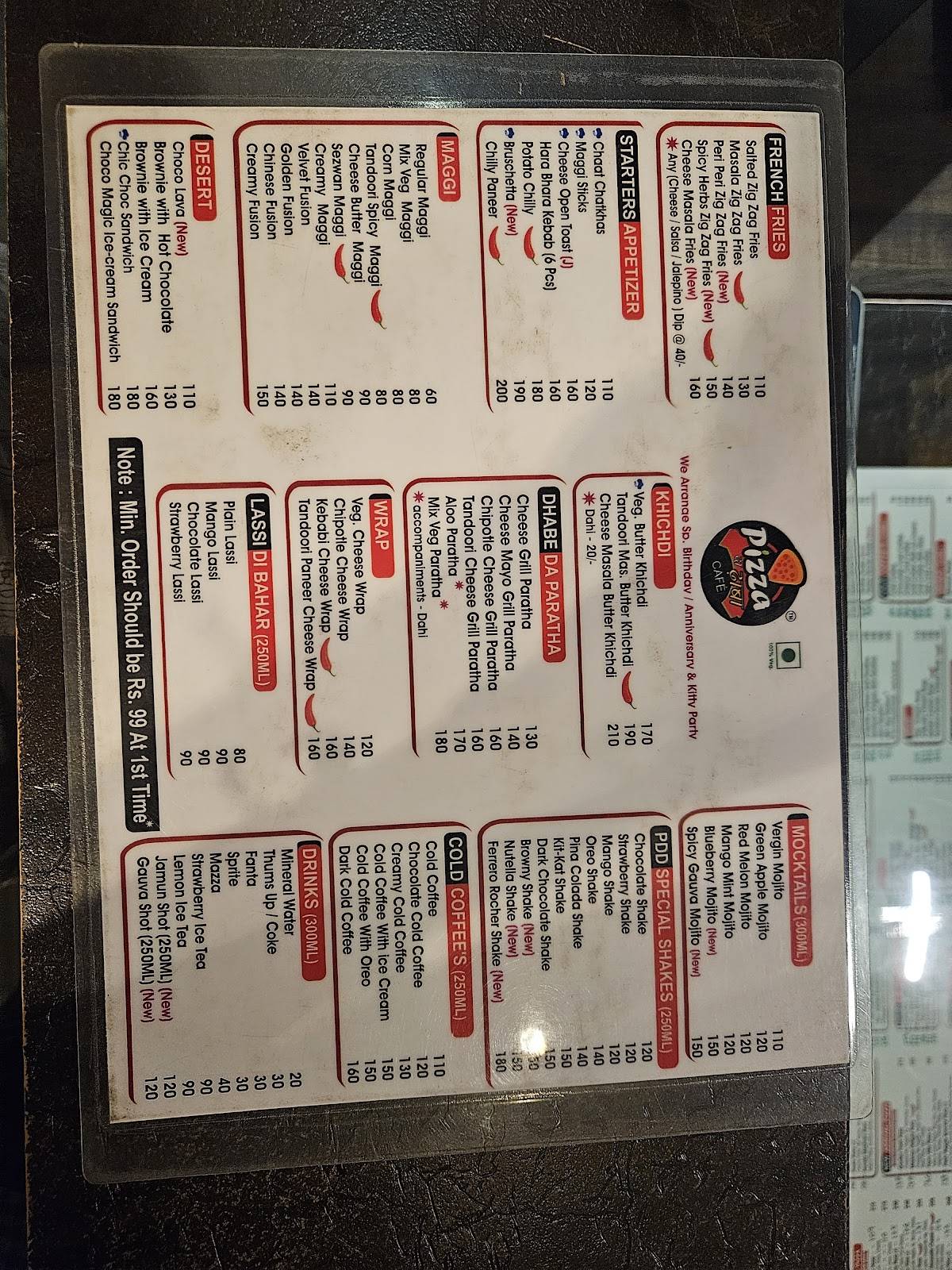 Pizza Da Dhaba Cafe menu