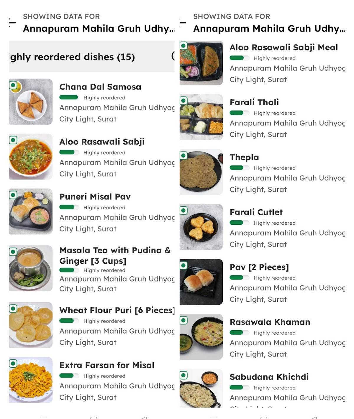 Shree Annapuram Mahila Gruh Udhyog menu