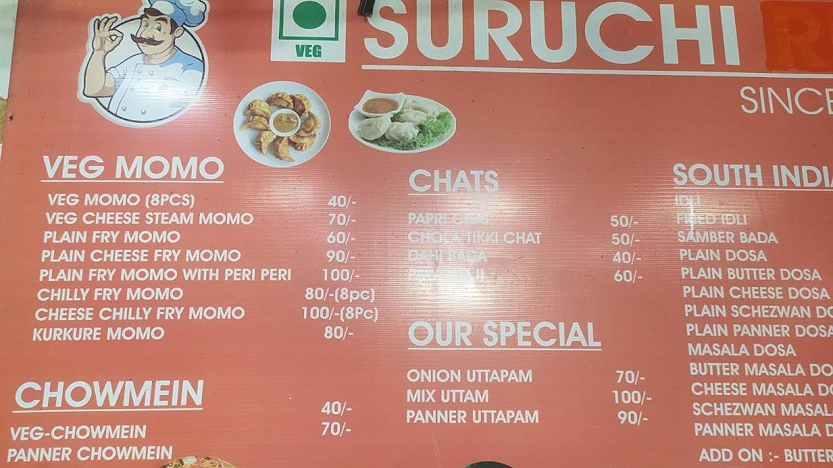 Suruchi momo menu