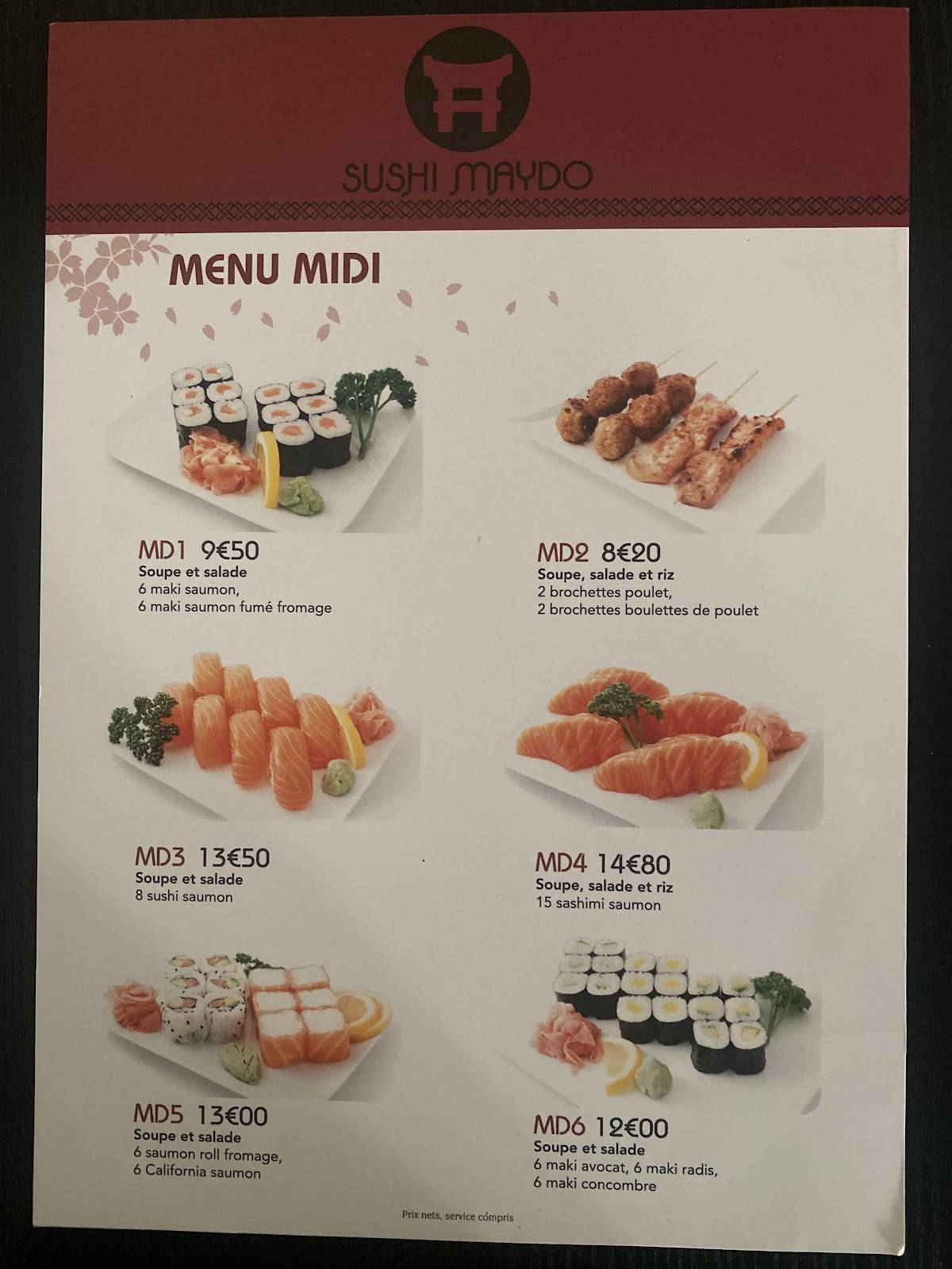 Menu de Sushi Maydo