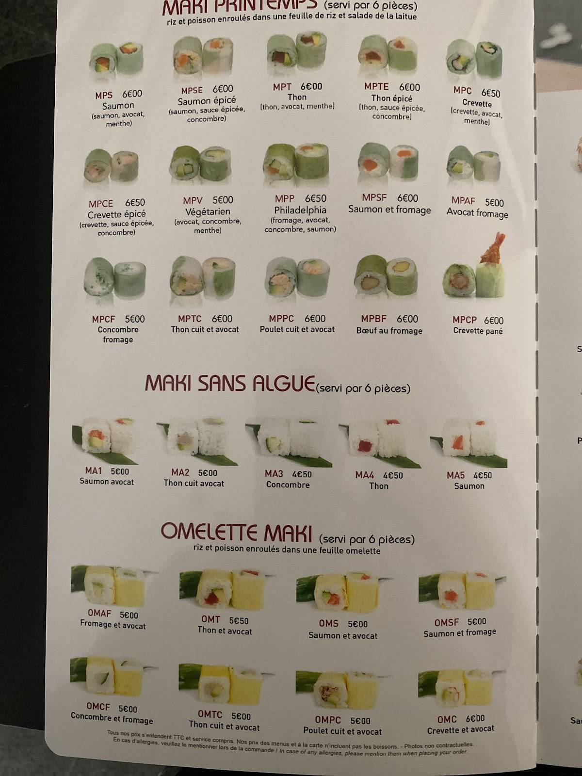 Menu de Sushi Maydo