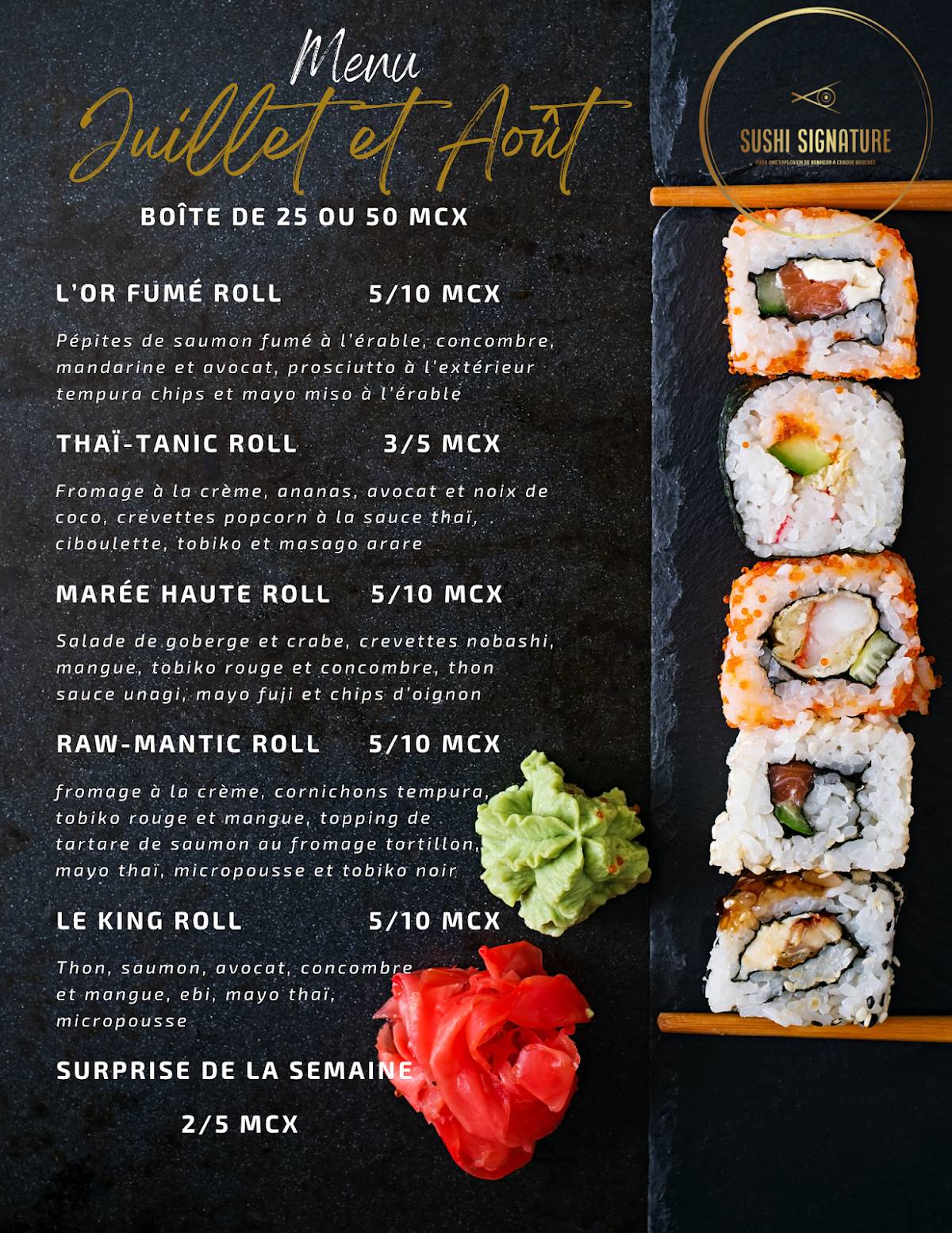 Menu de Sushi Signature