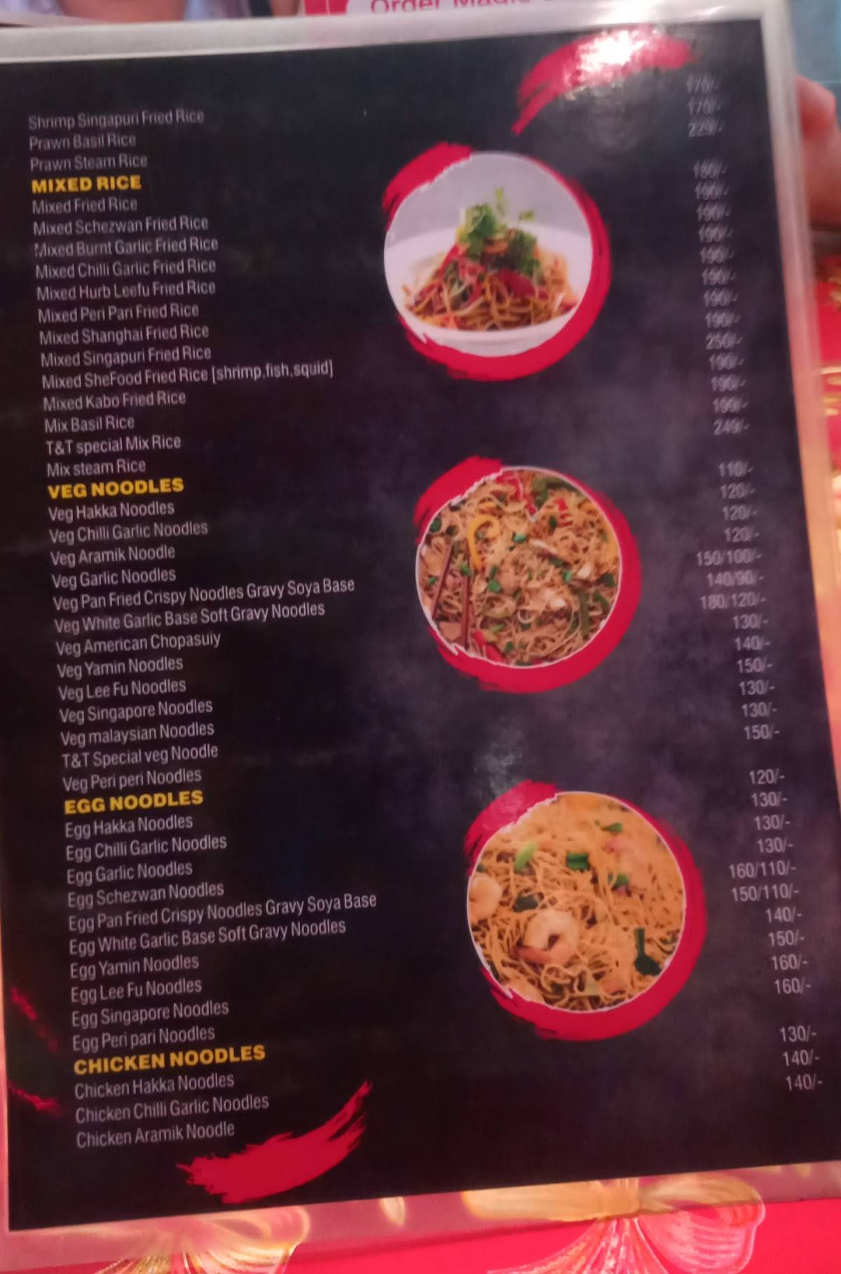 T&T Kitchens menu