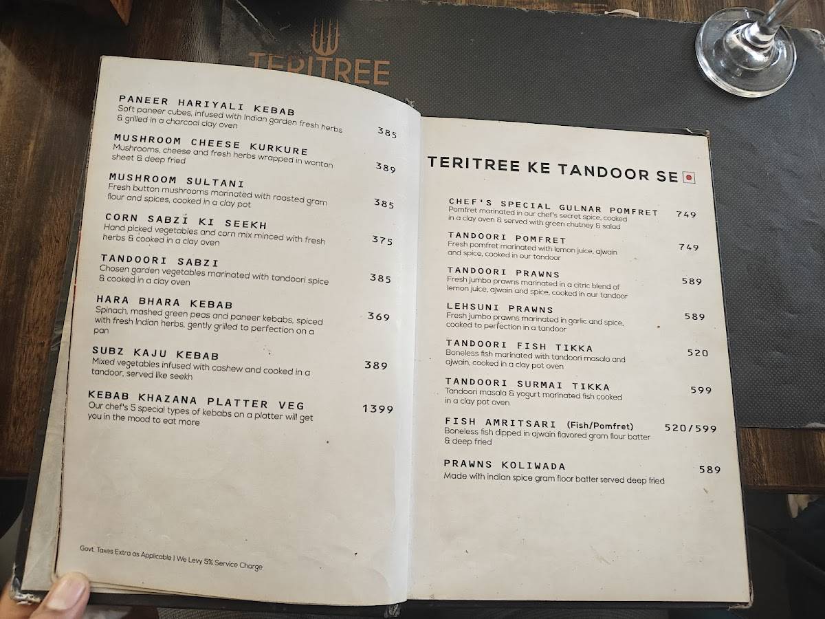 TERITREE Restaurant menu