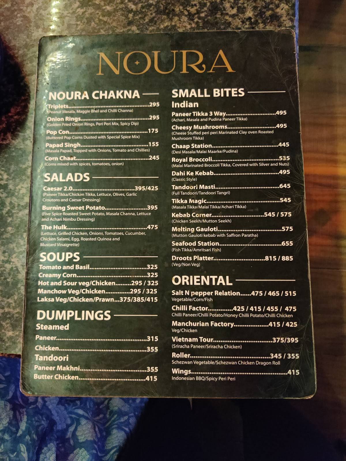 THE DROOTS menu