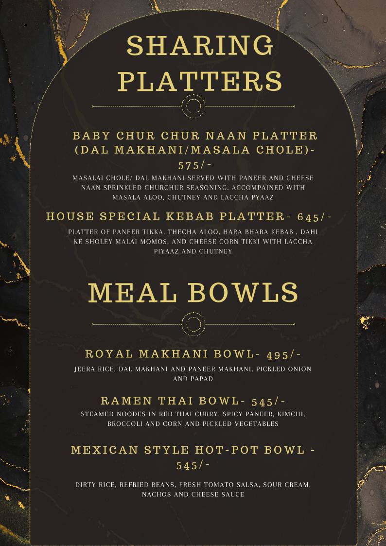 THE VIBE-X RESTRO, CAFE & BANQUETS menu