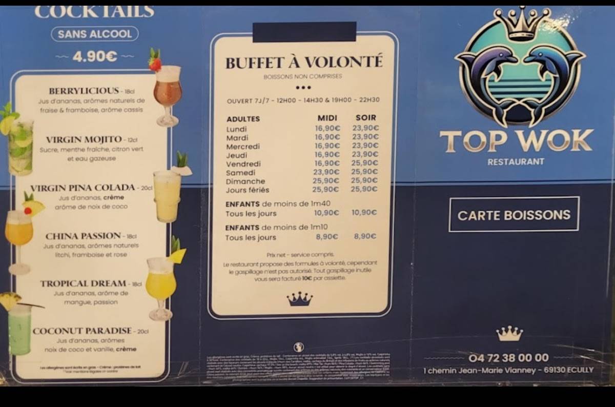 Menu de L'océane