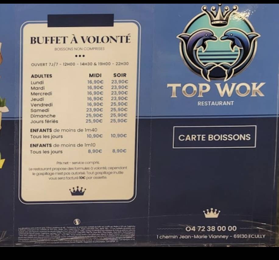 Menu de L'océane