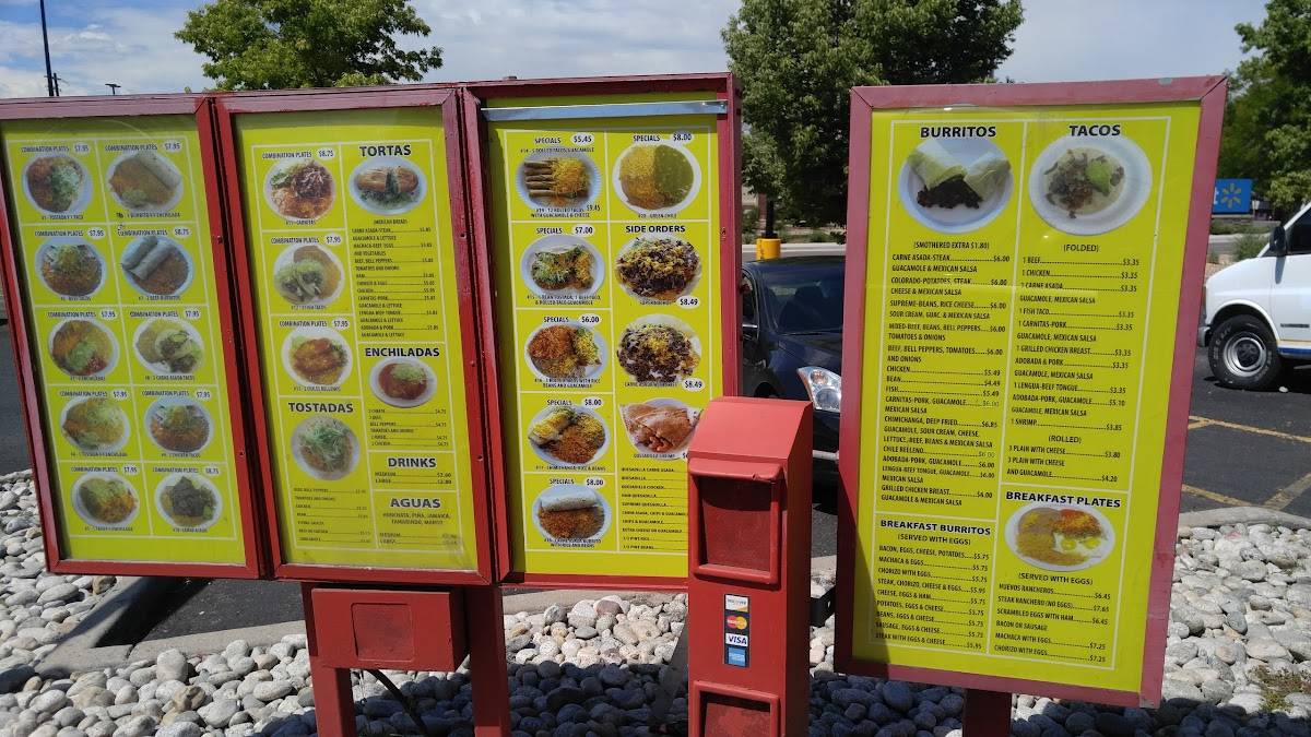 Menu at Tacos Rapidos restaurant, Denver, W Evans Ave