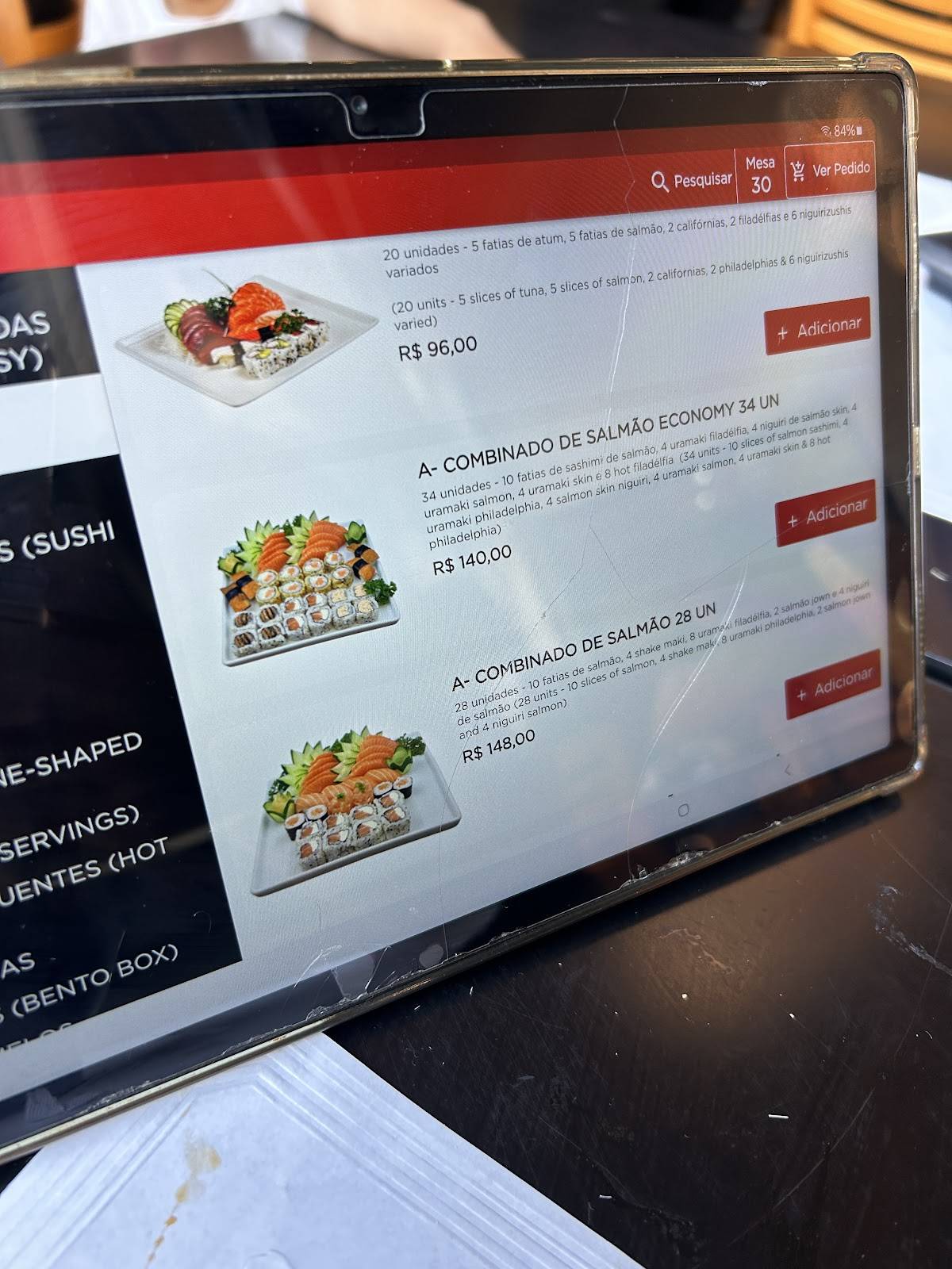 Taisho Sushi cardápio