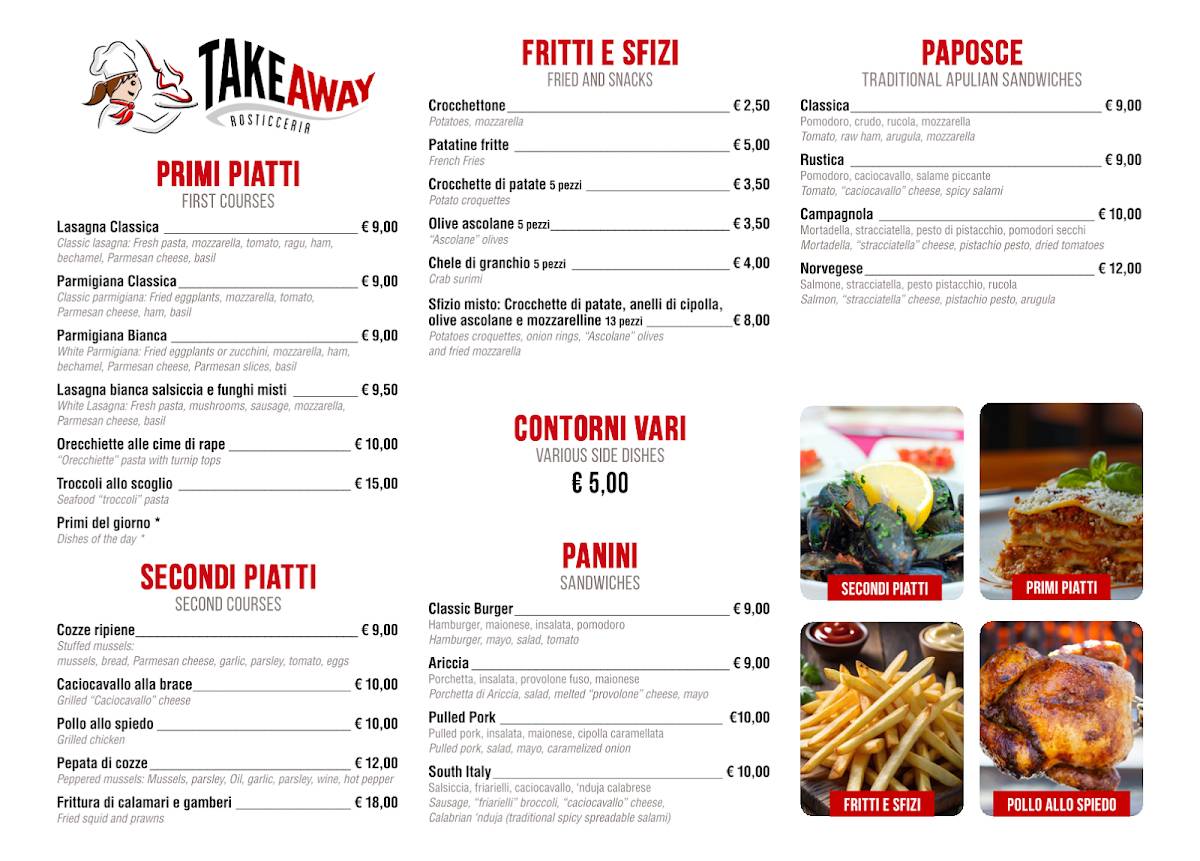 Menu di Take Away Vieste 